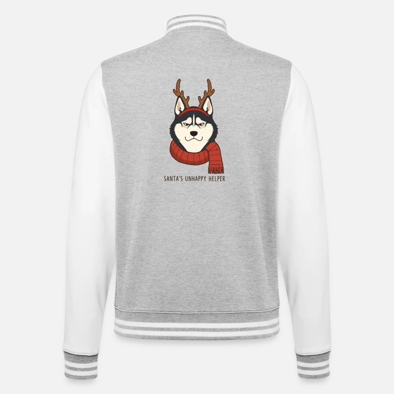 Grumpy Husky – Santa's Unhappy Helper - College Sweat Jacket - heather grey/white