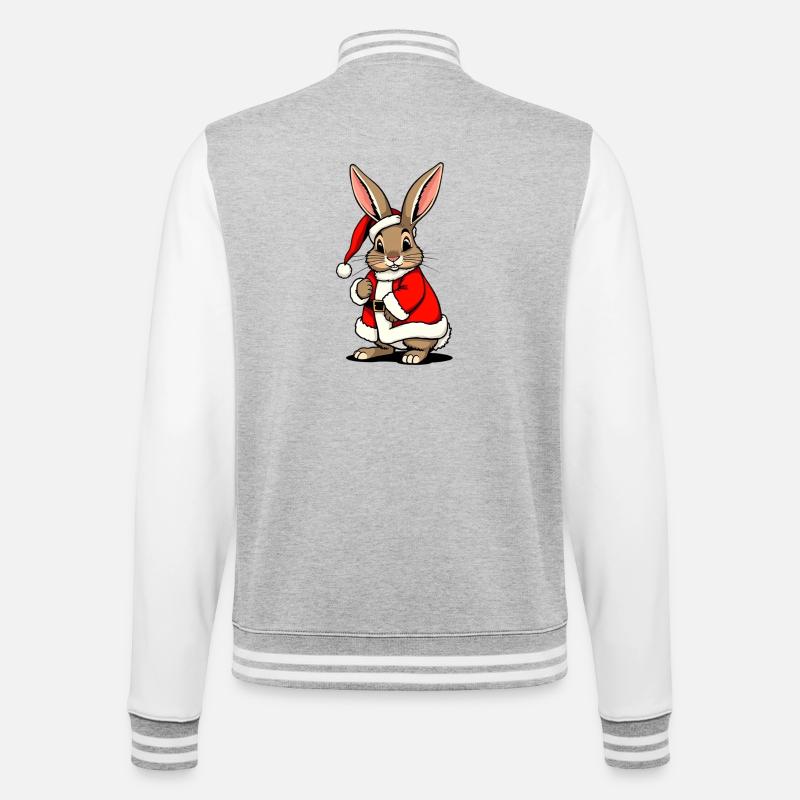 Lapin comme Père Noël à Noël - Veste Teddy - gris chiné / blanc