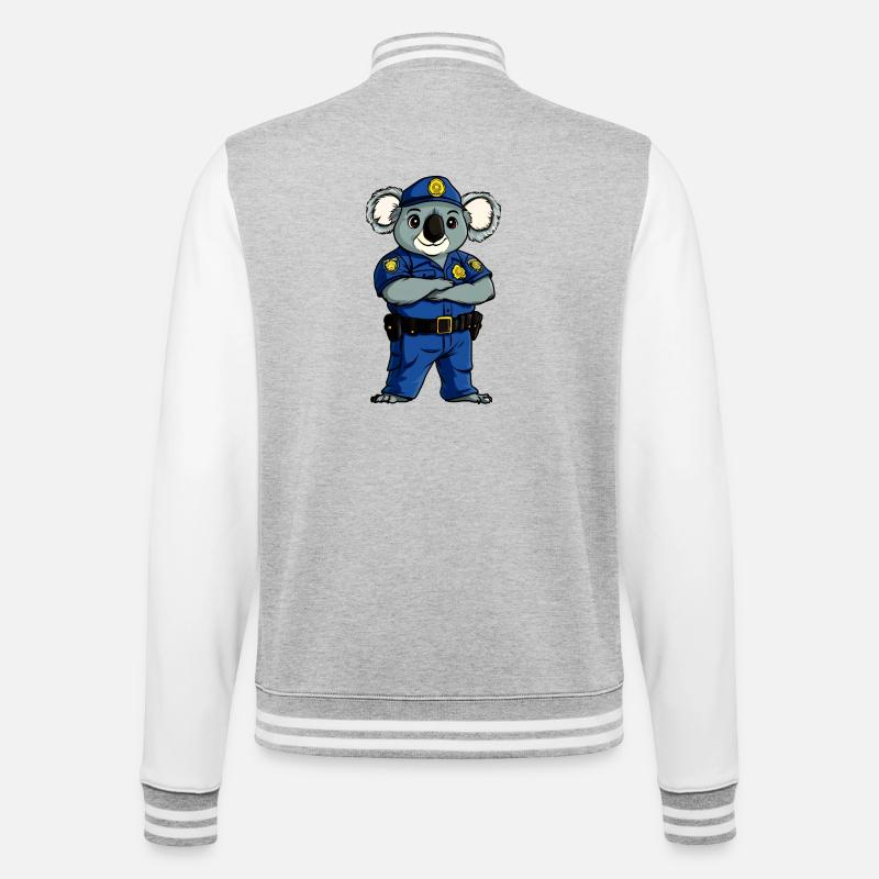Policier Koala / Koala Bear - Veste Teddy - gris chiné / blanc