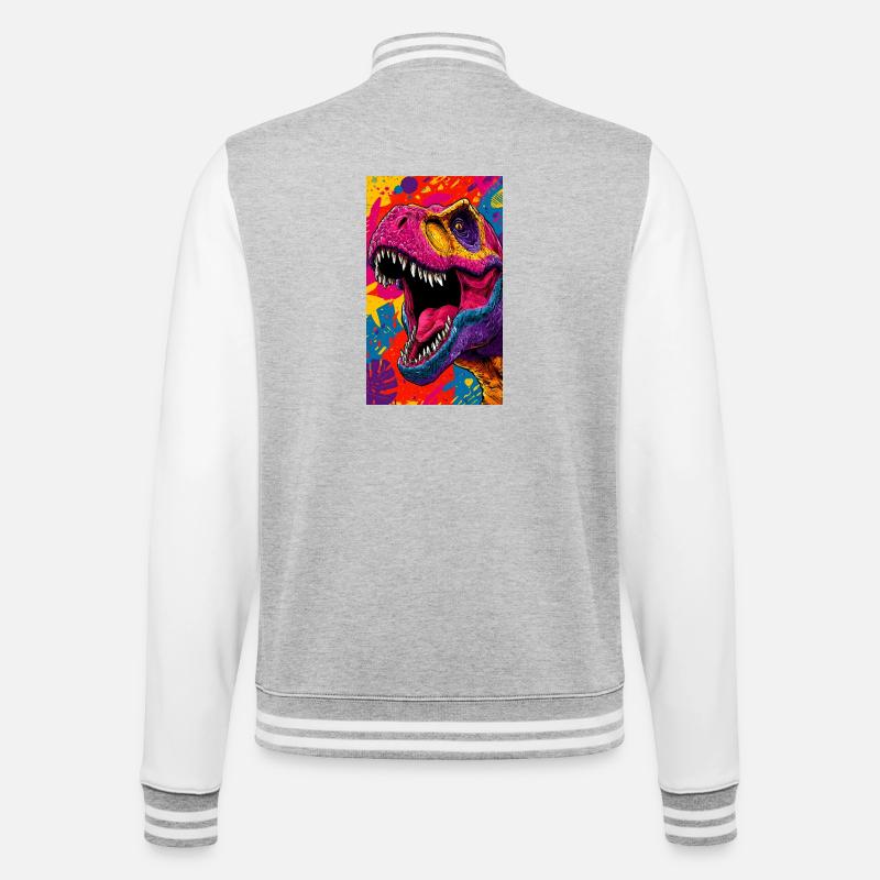 Dinosaurier - College-Sweatjacke - Grau meliert/Weiß