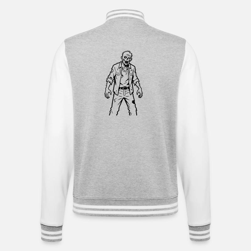 Zombi - Veste Teddy - gris chiné / blanc