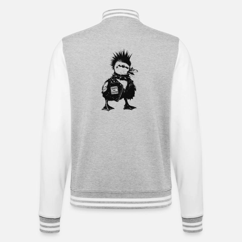 Caneton Punk - Veste Teddy - gris chiné / blanc