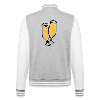Pilsglas Schlank (Bier / Pils / Biertulpe / 2C) - College-Sweatjacke - Grau meliert/Weiß - Hinten - Marisol (170cm)