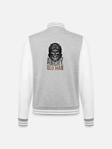 Schädelbiker Alter Mann Wut - College-Sweatjacke - Grau meliert/Weiß