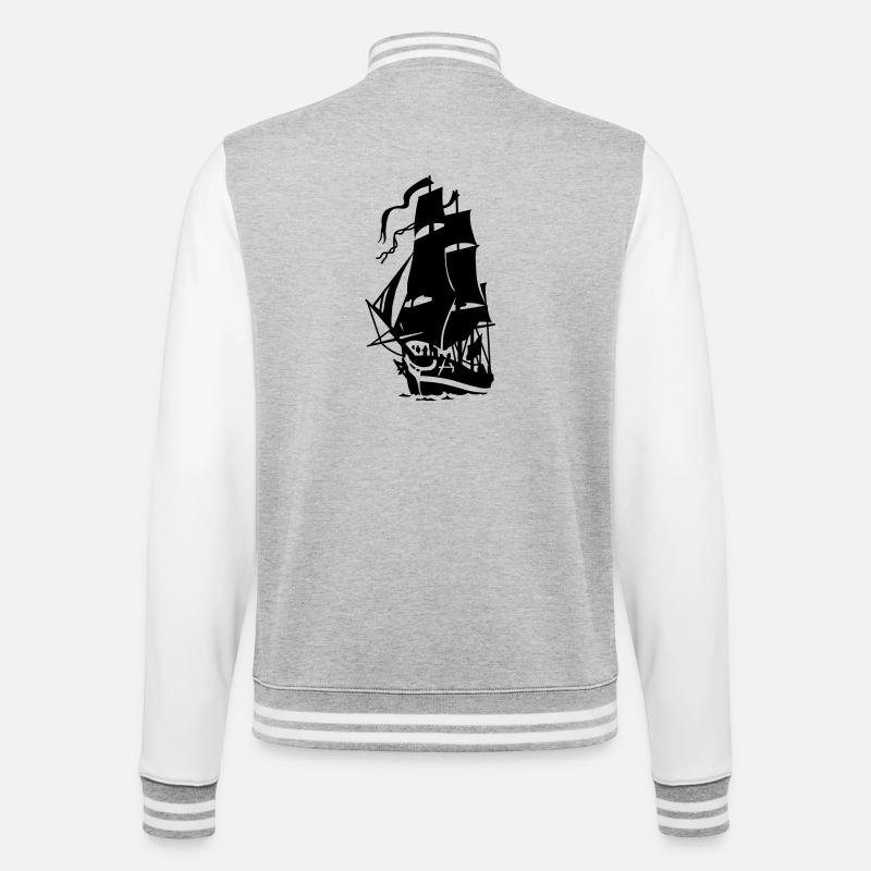 Segelschiff - College-Sweatjacke - Grau meliert/Weiß