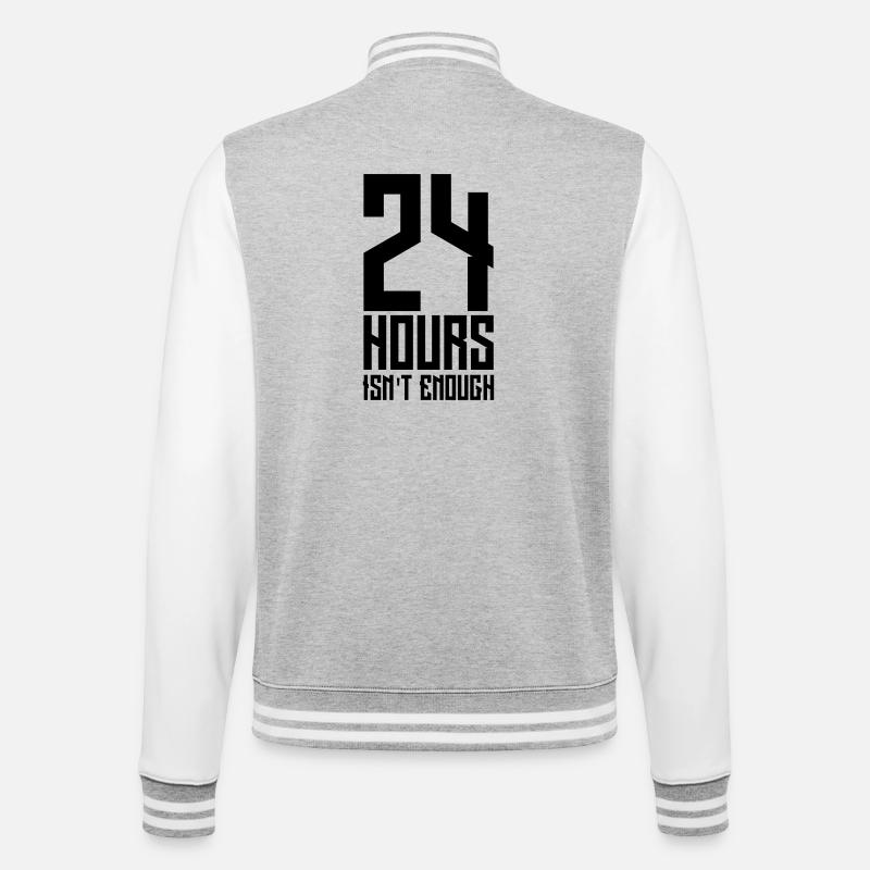 24 hours isn't enough - College-Sweatjacke - Grau meliert/Weiß