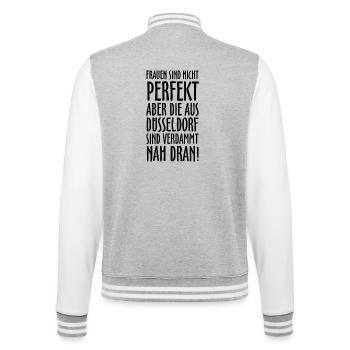 Die Frauen aus Düsseldorf - College-Sweatjacke - Grau meliert/Weiß - Hinten - Marisol (170cm)