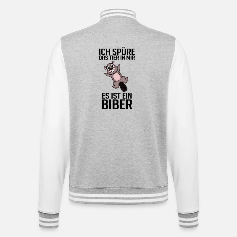 Biber Nagetier Zoo Geschenk - College-Sweatjacke - Grau meliert/Weiß