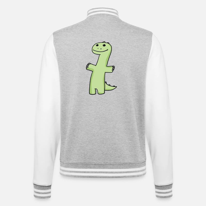 Dinosaur Green - College Sweat Jacket - heather grey/white