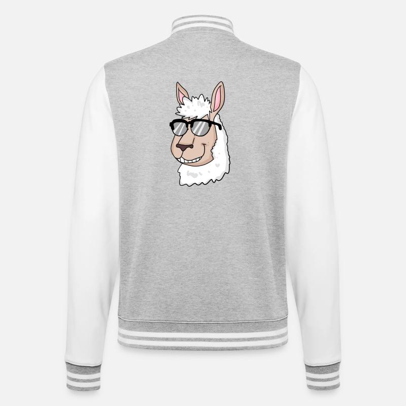 cool llama with sunglasses - College Sweat Jacket - heather grey/white