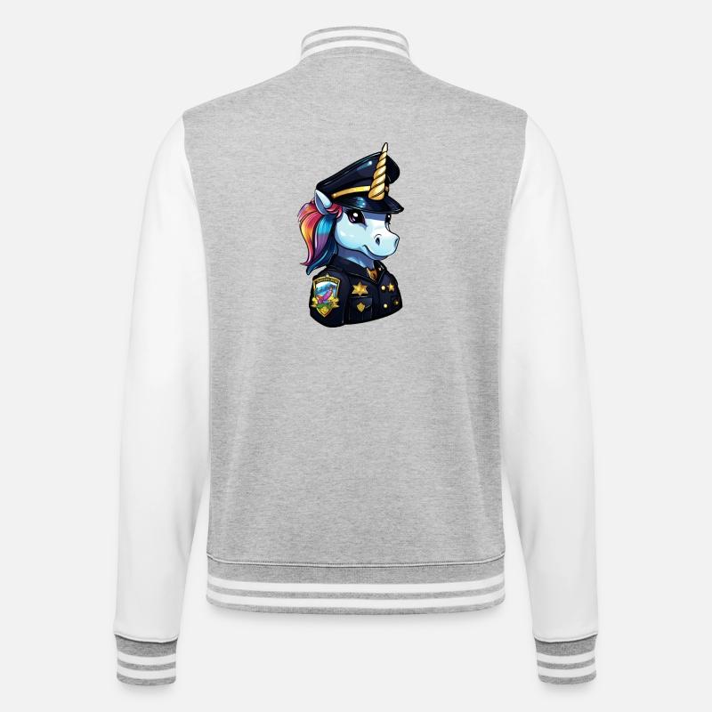 Einhorn Polizei - College-Sweatjacke - Grau meliert/Weiß