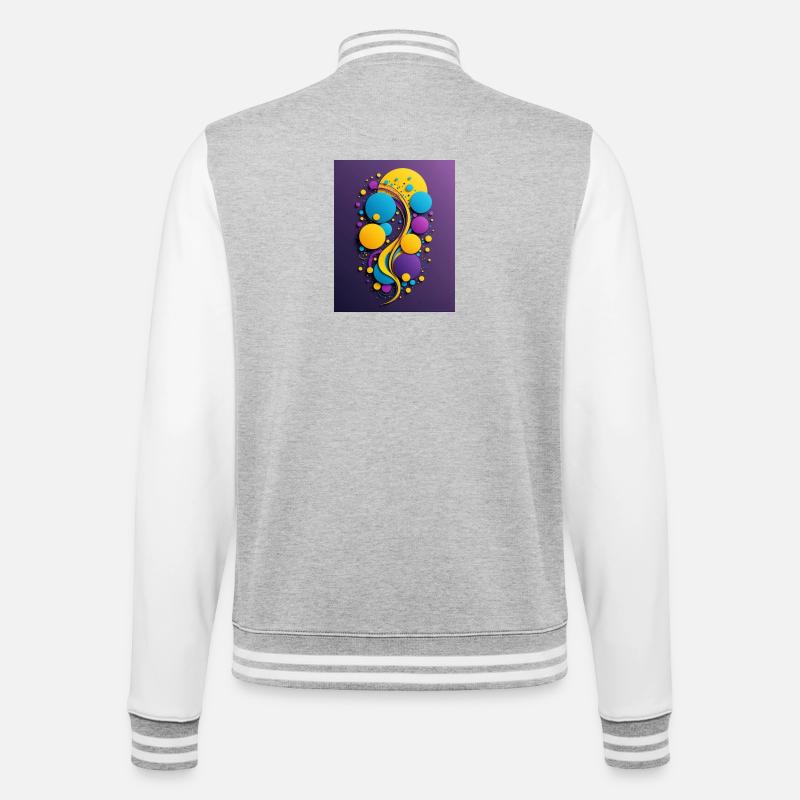 Farbkugeln und Wirbel - College-Sweatjacke - Grau meliert/Weiß