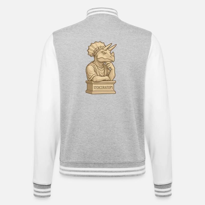 Stoiceratops - College Sweat Jacket - heather grey/white