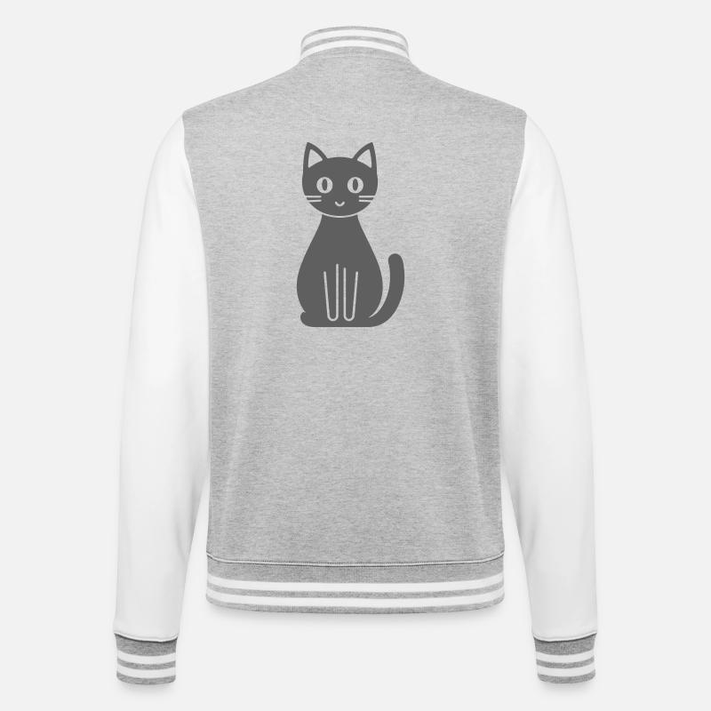 Katze Comic - College-Sweatjacke - Grau meliert/Weiß