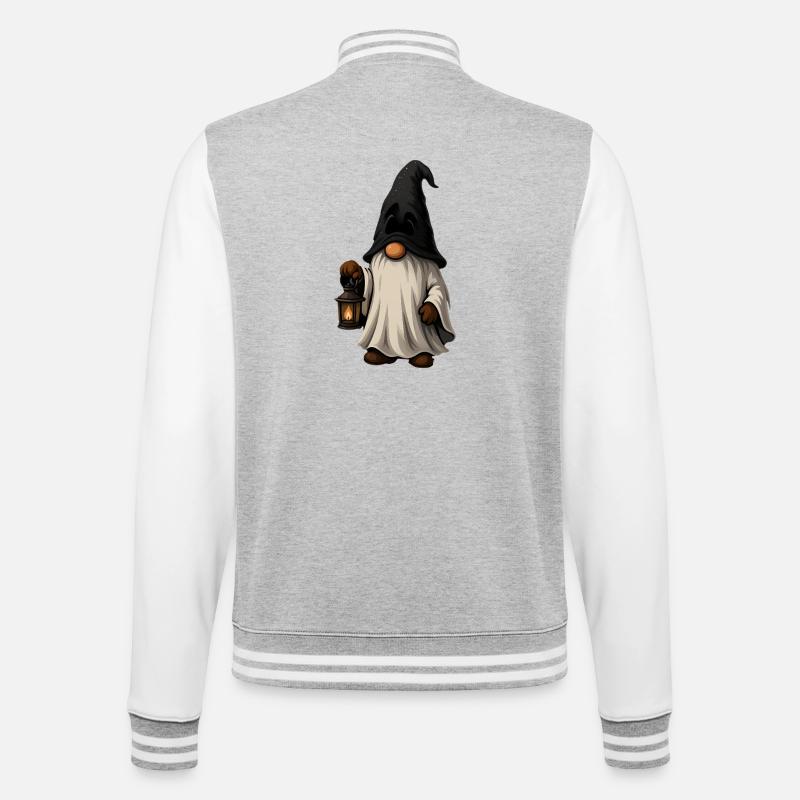 Märchenhafter Zauberer mit Laterne - College-Sweatjacke - Grau meliert/Weiß