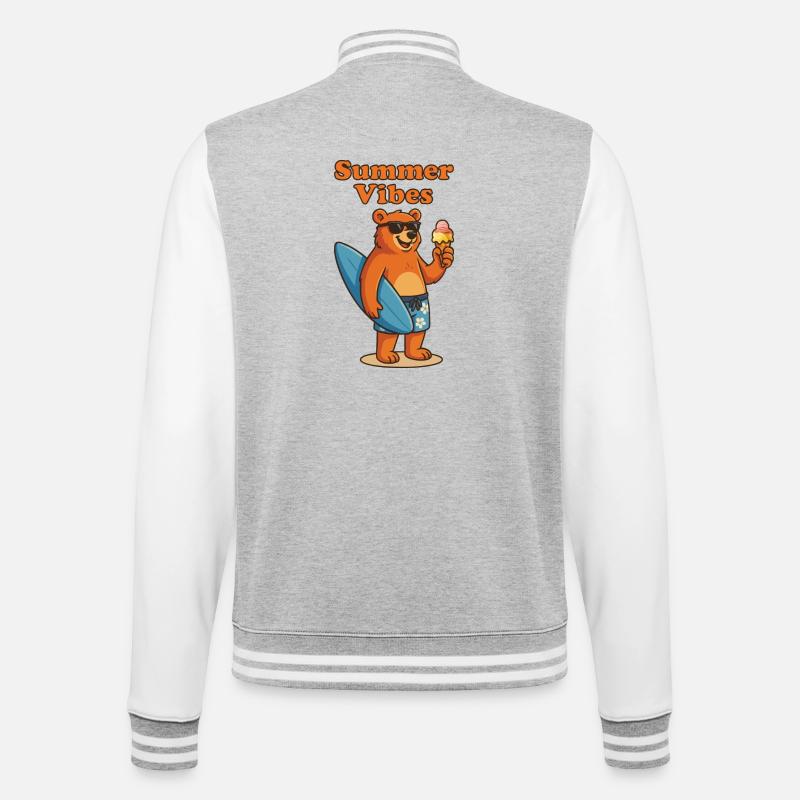 Summer Vibes Bear - Sommerbär mit Eis - College Sweat Jacket - heather grey/white