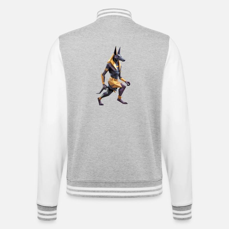 Anubis - Cool Low Poly Logo - Veste Teddy - gris chiné / blanc