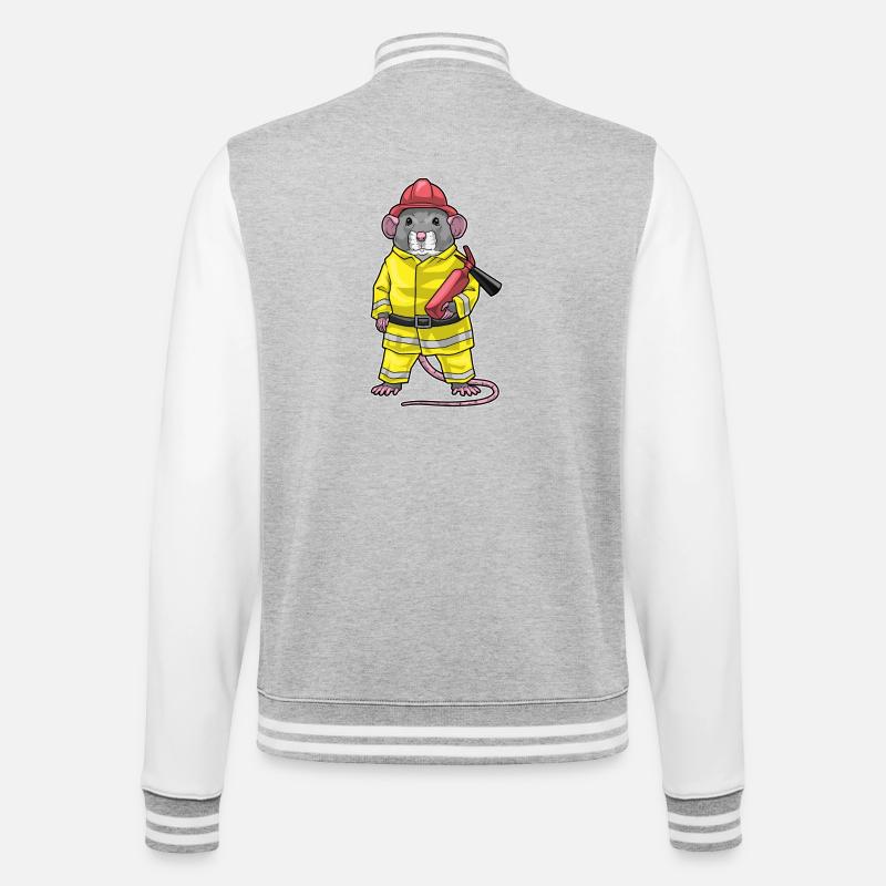 Rat Pompier Extincteur Pompier Pompier - Veste Teddy - gris chiné / blanc