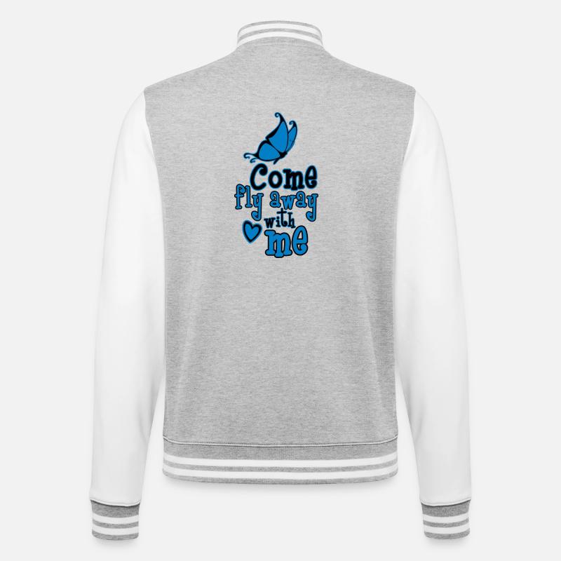 Komm, flieg mit mir weg - College-Sweatjacke - Grau meliert/Weiß