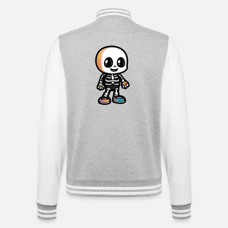 Skeleton Cute Halloween Comic - College Sweat Jacket - heather grey/white