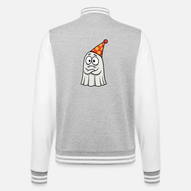 Grumpy Ghost with Party Hat - College Sweat Jacket - heather grey/white