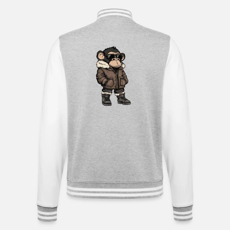 Monkey Cool Winter - College Sweat Jacket - heather grey/white