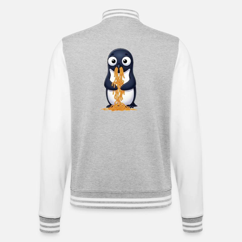 Mignon pingouin spaghetti maladroit dessin animé - Veste Teddy - gris chiné / blanc