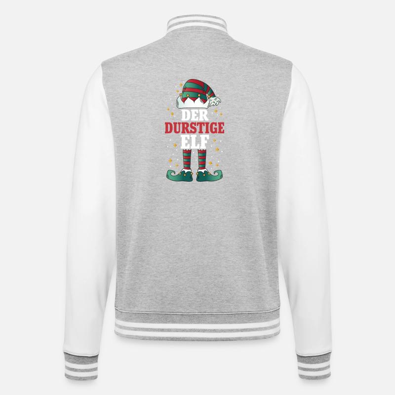 Weihnachten Der Durstige Elf - College-Sweatjacke - Grau meliert/Weiß