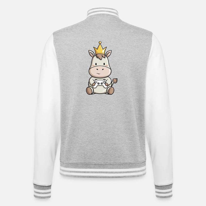 controller esel krone - College-Sweatjacke - Grau meliert/Weiß