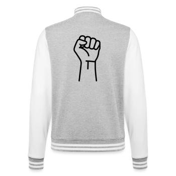 Faust Widerstand Protest Outline - College-Sweatjacke - Grau meliert/Weiß - Hinten - Marisol (170cm)