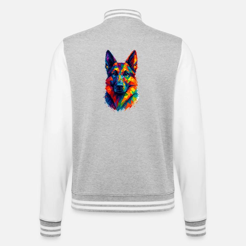 Deutscher Schäferhund Geometrische Kunst - College-Sweatjacke - Grau meliert/Weiß