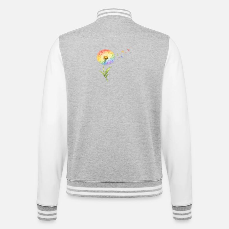 Rainbow Dandelion - College Sweat Jacket - heather grey/white