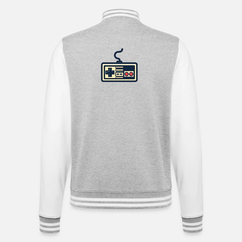 Retro game controller design - College Sweat Jacket - heather grey/white