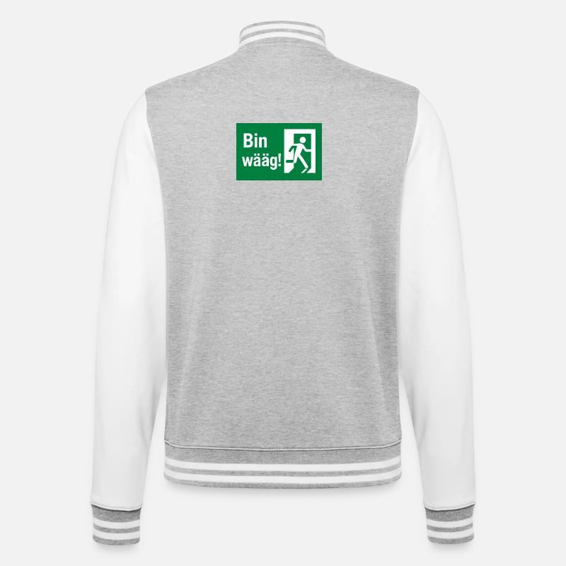 Bin wääg Exit Humor - College-Sweatjacke - Grau meliert/Weiß