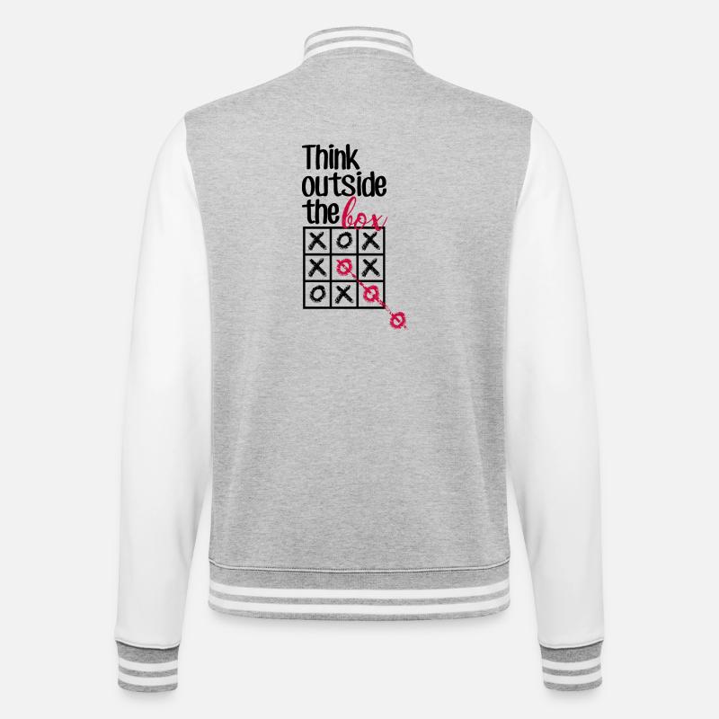 Pink Box Chain Script - College Sweat Jacket - heather grey/white