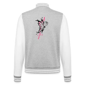 Großer filigraner Schmetterling, Girlie Tattoo Sty - College-Sweatjacke - Grau meliert/Weiß - Hinten - Marisol (170cm)