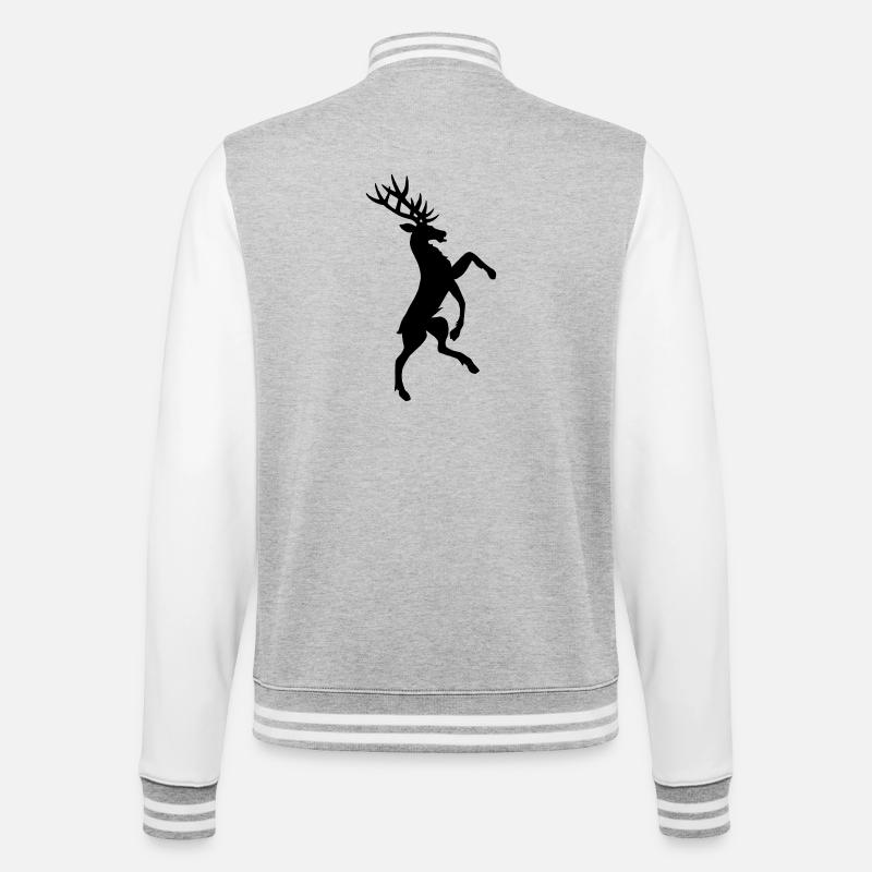 Stehende Hirsch Heraldik Schattenfigur - College-Sweatjacke - Grau meliert/Weiß