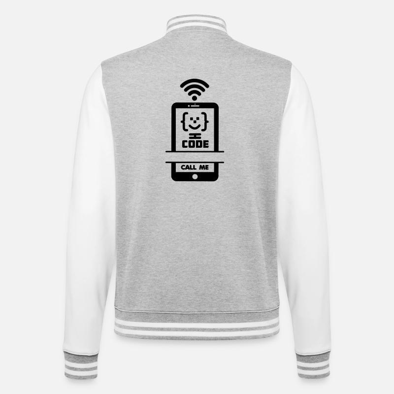Call me phone coder gezchtje - College Sweat Jacket - heather grey/white