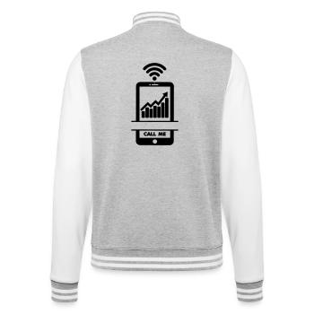 Unternehmensergebnisse steigen? Ruf mich an! - College-Sweatjacke - Grau meliert/Weiß - Hinten - Marisol (170cm)