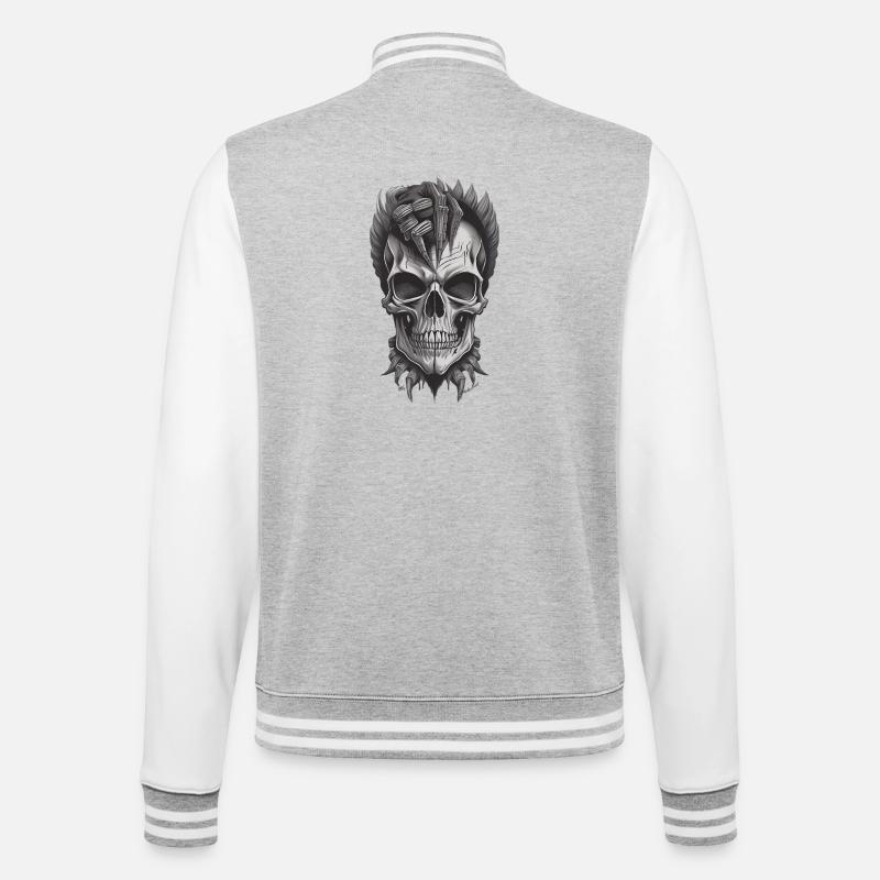 Cool Skull - College-Sweatjacke - Grau meliert/Weiß