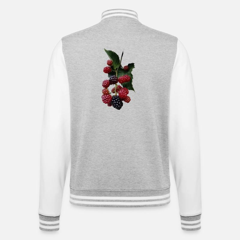 Berry Bush Pattern: Blackberries - College Sweat Jacket - heather grey/white