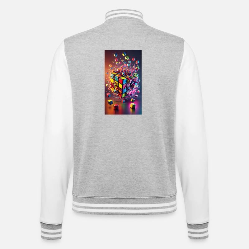 Cube d’explosion de couleur - Veste Teddy - gris chiné / blanc