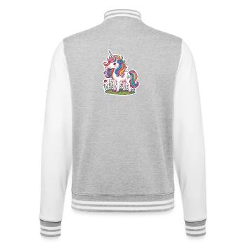 Licorne champ de fleurs - Veste Teddy - gris chiné / blanc - Dos - Marisol (170cm)