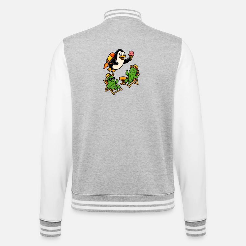 Jetpack Pinguin - College-Sweatjacke - Grau meliert/Weiß
