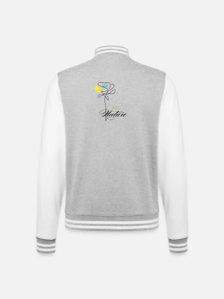 Bunte Bio-Naturblumen - College-Sweatjacke - Grau meliert/Weiß