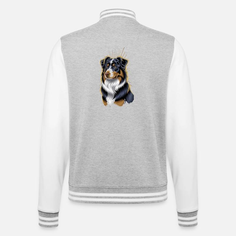 Australian Shepherd Portrait Artwork - College Sweat Jacket - heather grey/white
