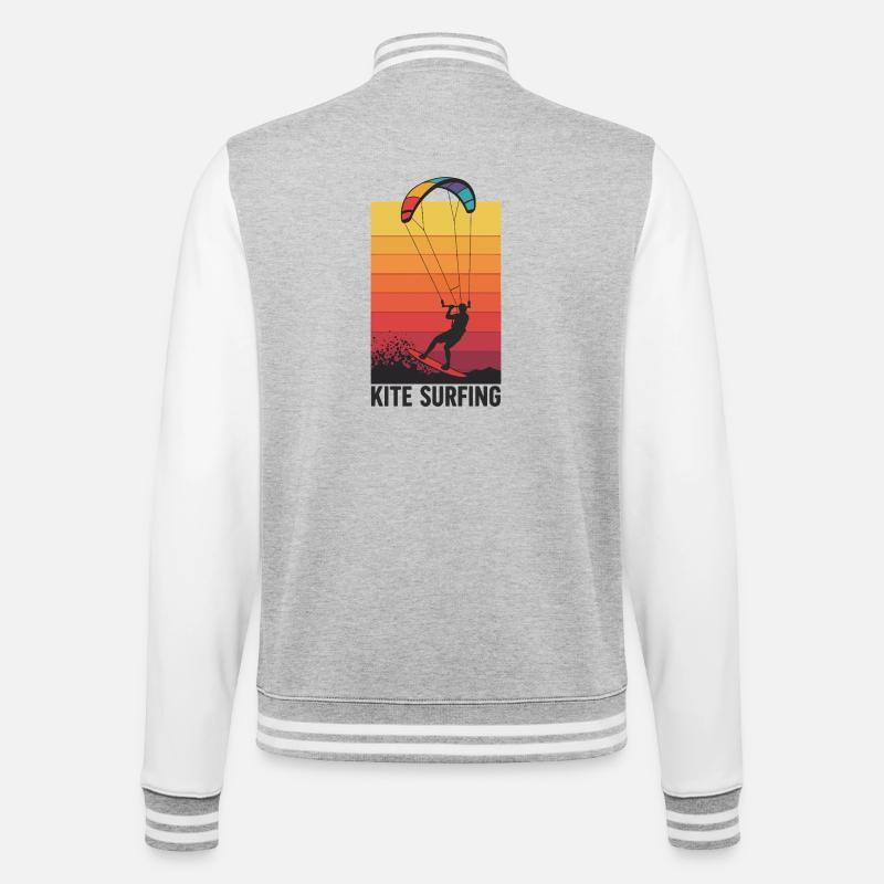 Kitesurfer Sunset Gradient - College-Sweatjacke - Grau meliert/Weiß
