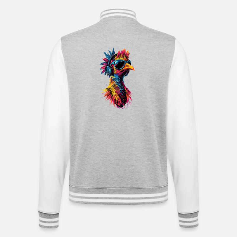 Dinde Poules Oiseaux Dinde - Veste Teddy - gris chiné / blanc