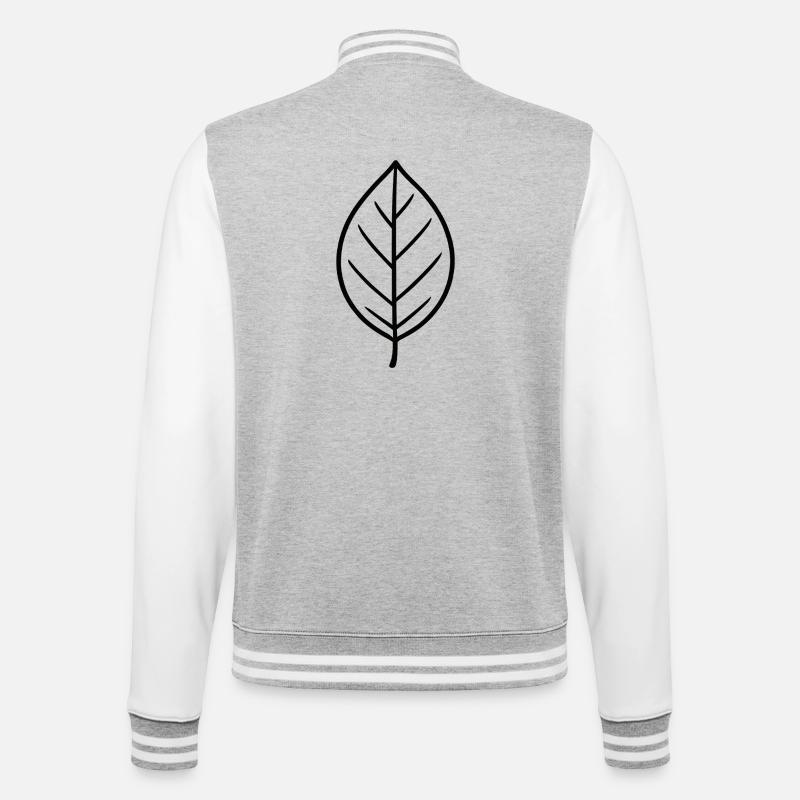 Conception à lignes de feuilles noires - Veste Teddy - gris chiné / blanc