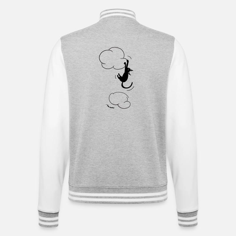Black Cat hanging on a Cloud.  - College Sweat Jacket - heather grey/white